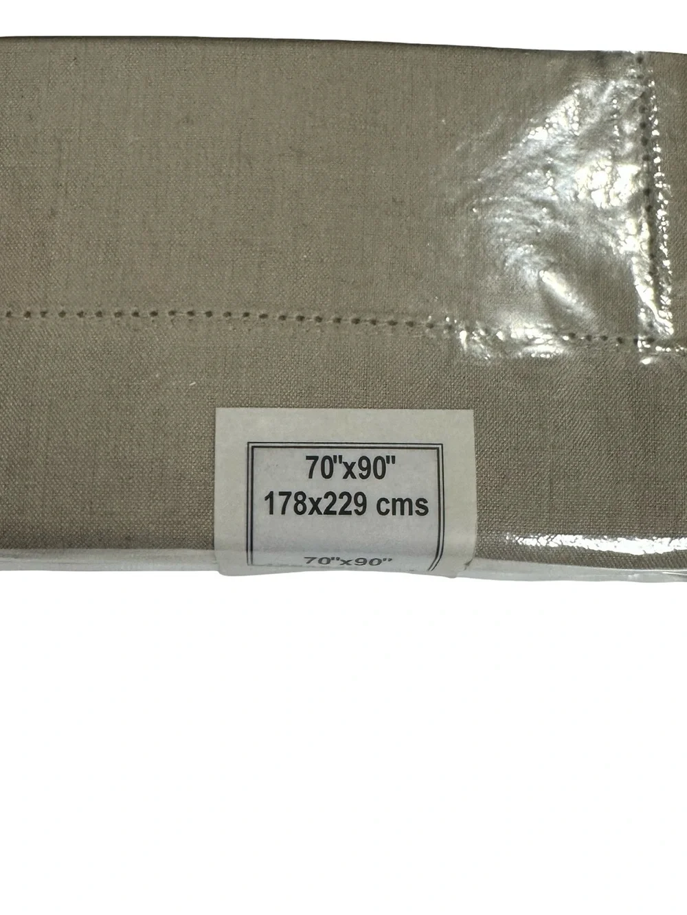 Emerald Linens Taupe Hemstitched Linen Cotton Tablecloth 70x90 Banquet Size NIP